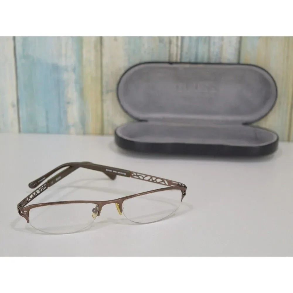 Guess Women's Glasses 1504 Cat Eye 37 Frame Grooved Metal 50 18-135 Eyeglasses